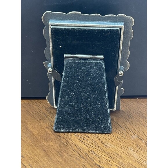 Photo Frame Ornate Pewter Floral Rose Design Miniature  3.5” x 2.5” Freestanding - Picture 5 of 7